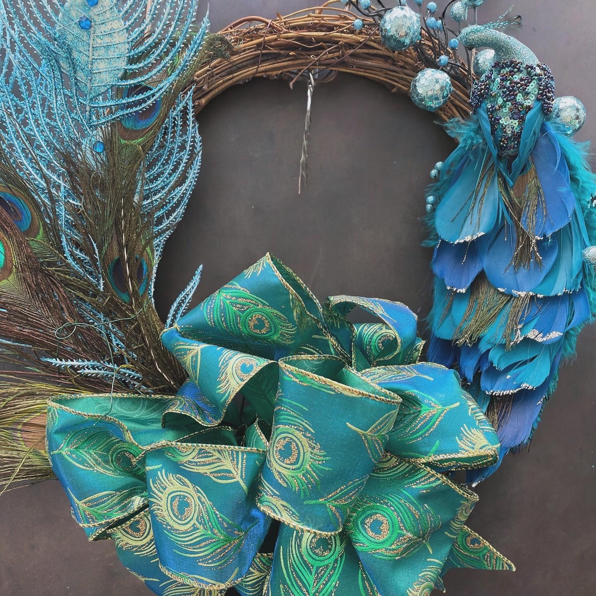 Peacock Grapvine Wreath