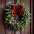 40cm Real Fir Christmas Wreath Red Velvet Bow
